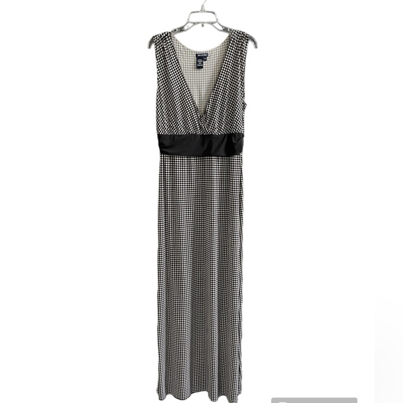 MAX STUDIO Polka Dot Black White Maxi Dress Sleeveless Waist Size XL - Picture 1 of 8